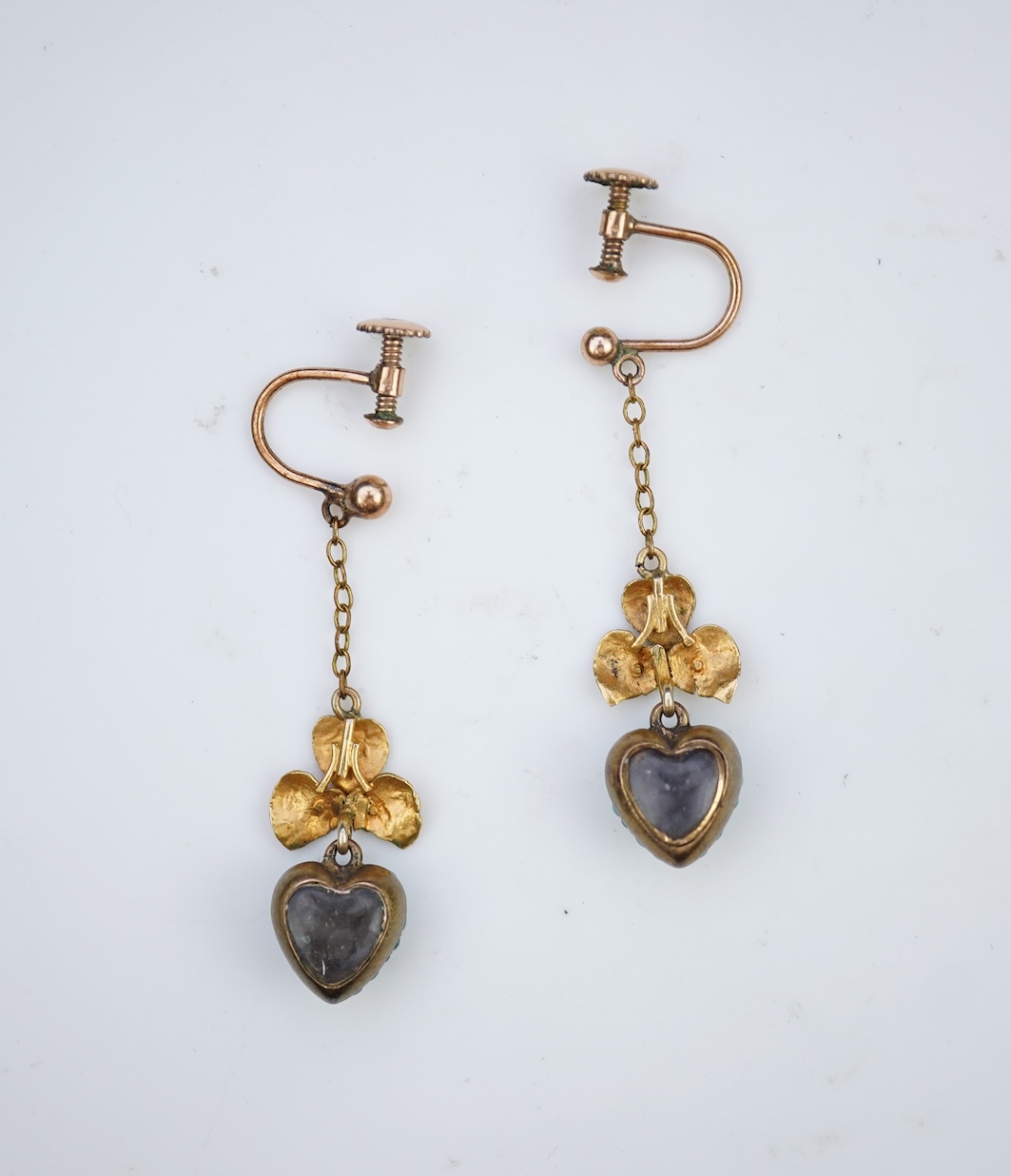 A pair of turquoise locket earrings, mid 19th century and later